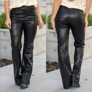 NWT Judy Blue Black Faux Leather Bootcut Pants Tummy Control Top Moto City 11/30
